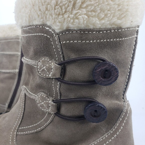 Clarks Bendables Women's Boots Beige Suede Faux Fur Ankle Booties Size 11 M - Picture 5 of 16